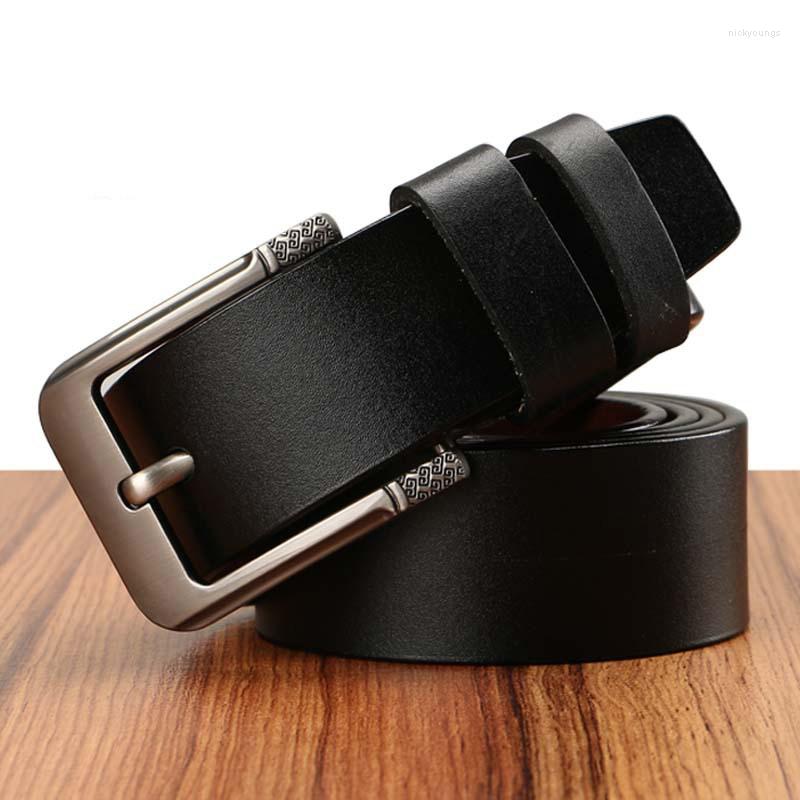 

Belts Men's Cowhide Genuine Leather Pin Buckle For Men Jeans Cowskin Strap Waistbands Male Cintos Ceinture, Orange