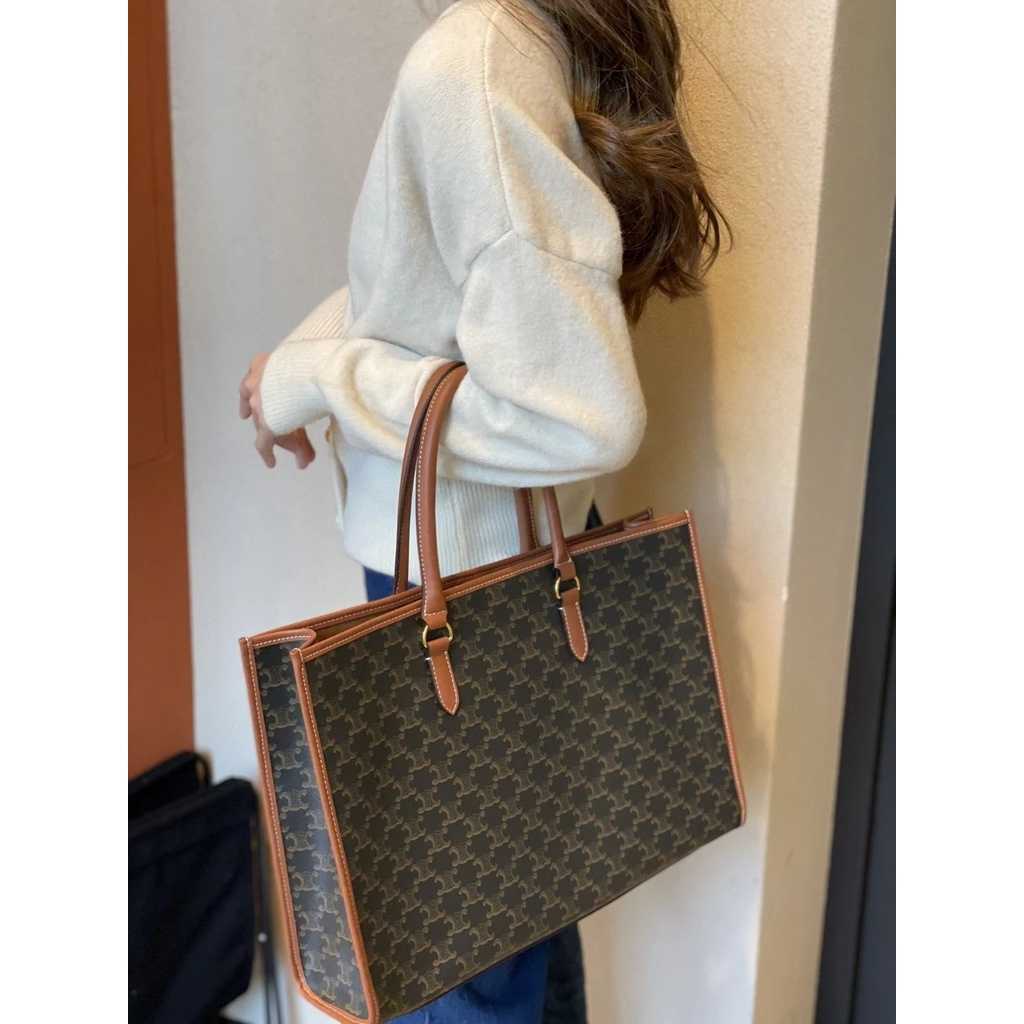 

High Quality Bag Celinns Designer Bags Womans Handbag Grade Stock Armpit Female Big Tote Large Capacity Old Flower Triomphe, Silver