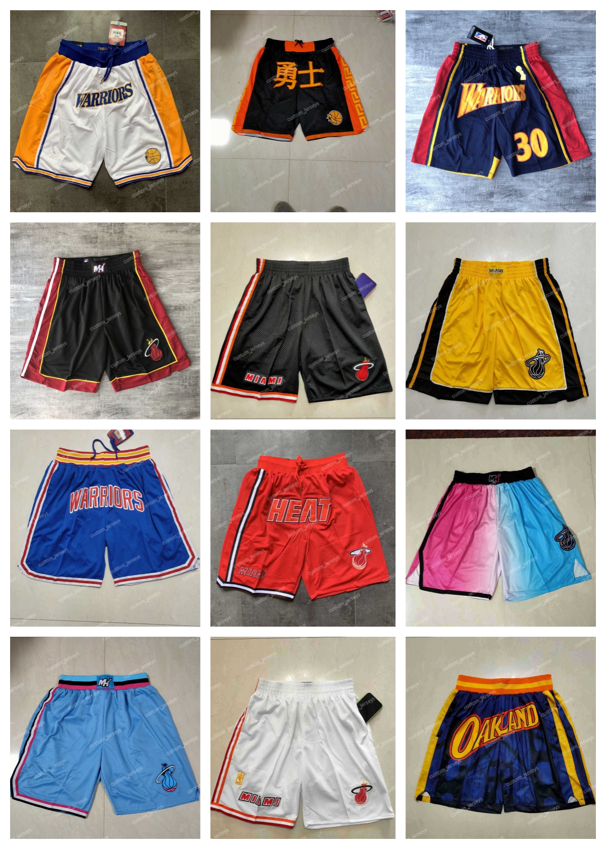 

Golden State''Warriors''Men Miami''Heat''Men Throwback''NBA''Basketball Shorts Pocket Basketball Jerseys Shorts