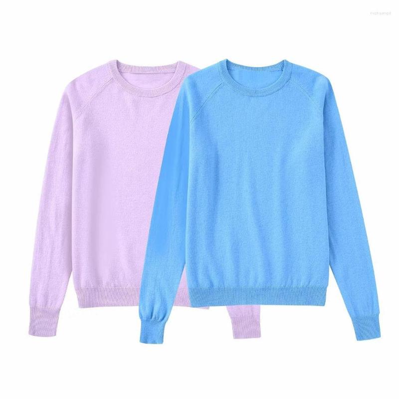 

Women' Sweaters Solid Color Super Soft Knitwear Women' Fall 2022 Casual Fashion Chic Retro Round Neck Long Sleeve Loose Sweater, Blue