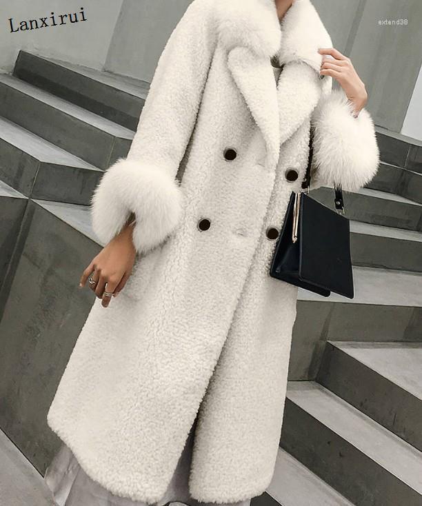 

Women' Fur Women Autumn Winter Faux Jackets Hoodies Casual Loose Solid Color Long Teddy Coat Fashion Soft Plush Thick Jacket, White