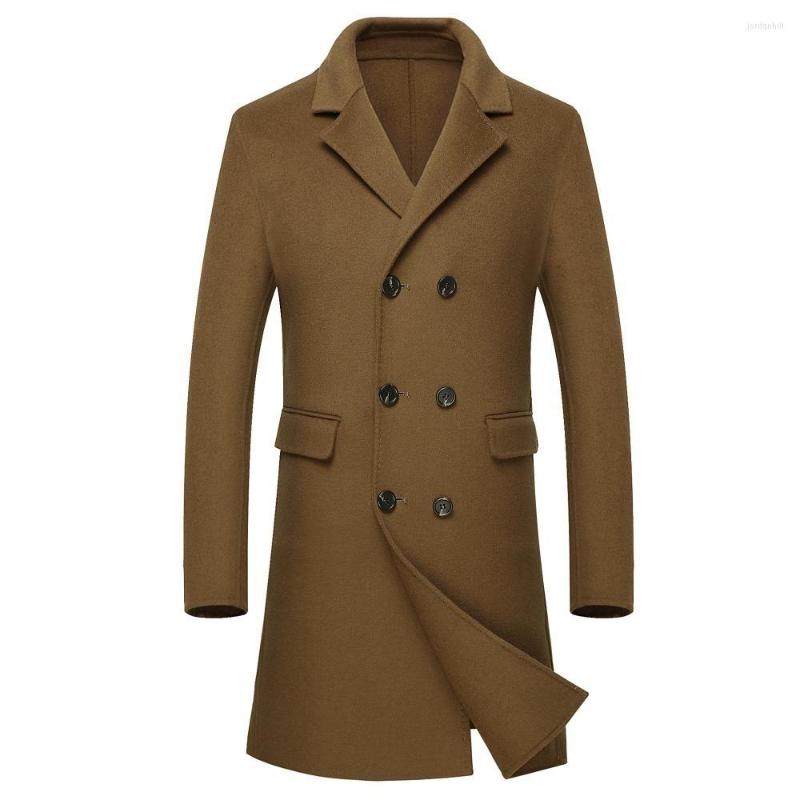 

Men's Jackets Plus Size Woolen Coat Men's Autumn-winter Business Casual Double-breasted Long Trench Jacket Double-sided Wool, Black