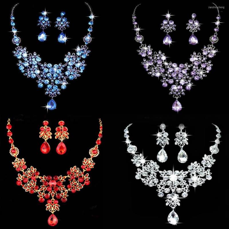 

Necklace Earrings Set Exquisite Alloy For Rhinestone Pendant Bridal Jewelry Decoration Party Favor Friend Sister Gifts, Picture shown