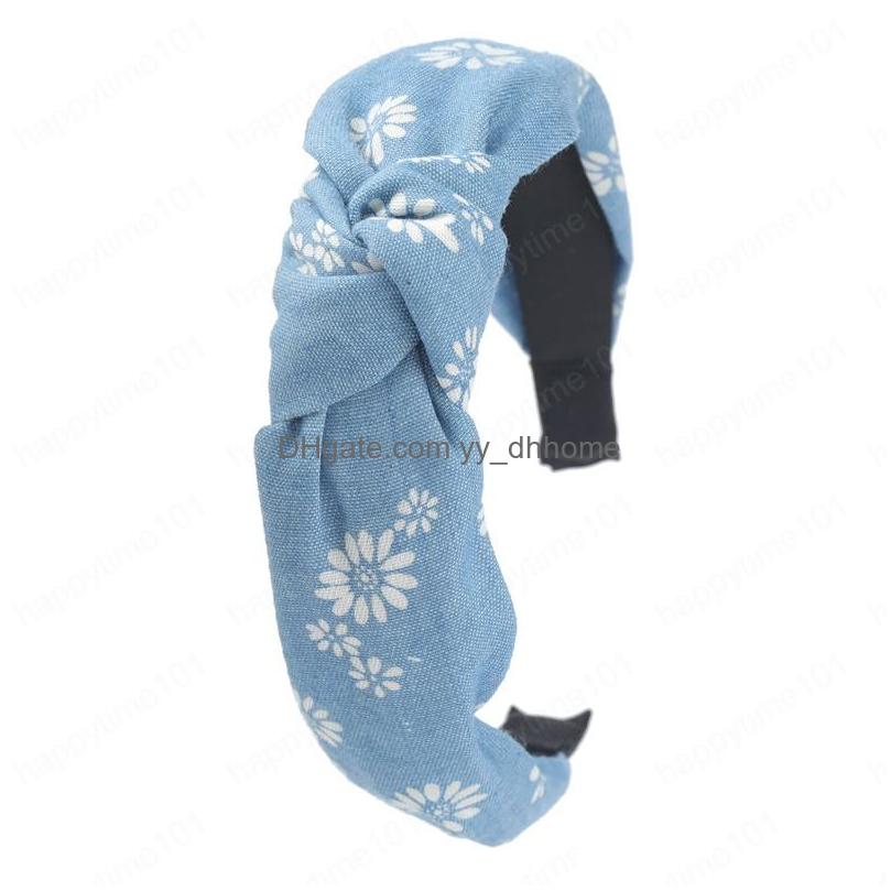 

Headbands 2021 Fashion White Daisy Printed Fabric Headbands Simple Elegant Temperament Wind Headband Hair Accessories Drop Delivery Dhe8J