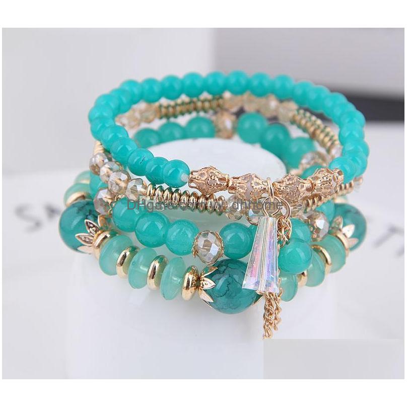 

Charm Bracelets Bohemia Bracelet Crystal Beads Bracelets Bangles For Women Bijoux Tassel Charm Femme Mtilayer Sets Drop Delivery Jewe Dhsl0