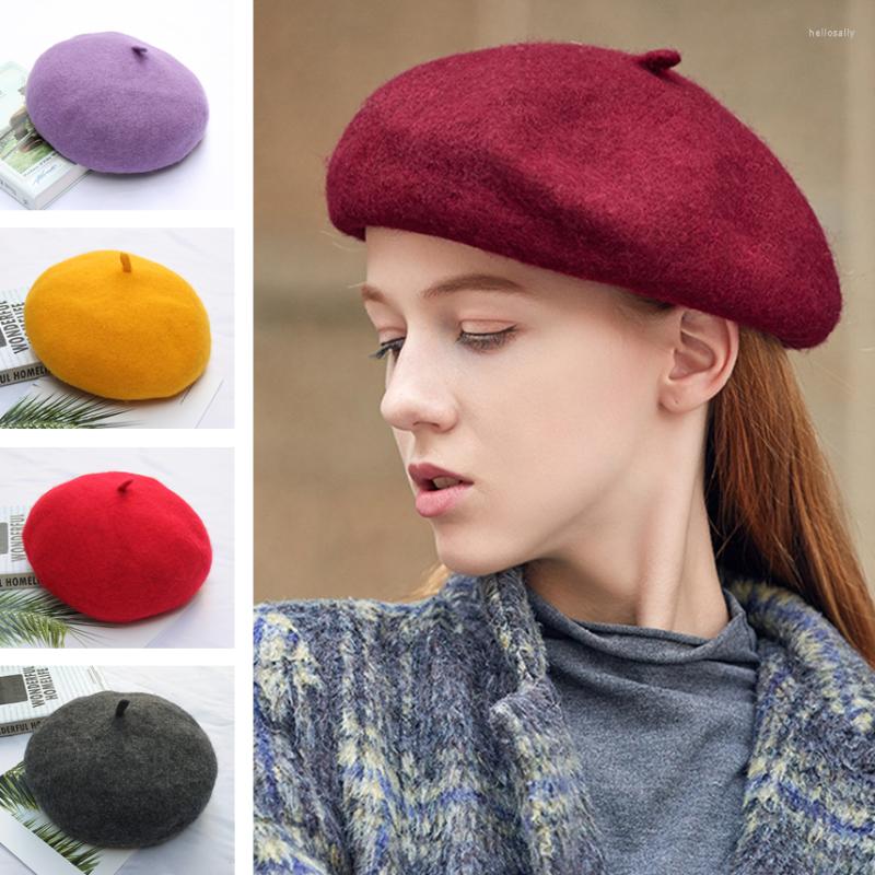 

Berets Women Girl Beret Vintage Plain Female Hats French Artist Warm Wool Winter Beanie Hat Cap Solid Color Lady Caps