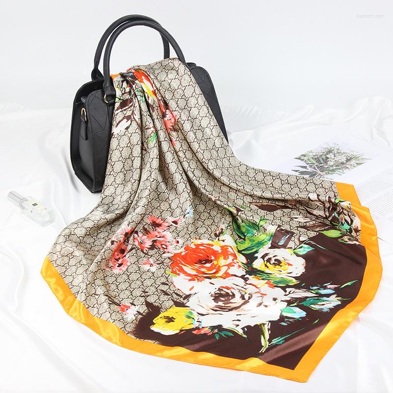 

Scarves 90 90cm Satin Printed Large Square Scarf For Women 30pcs