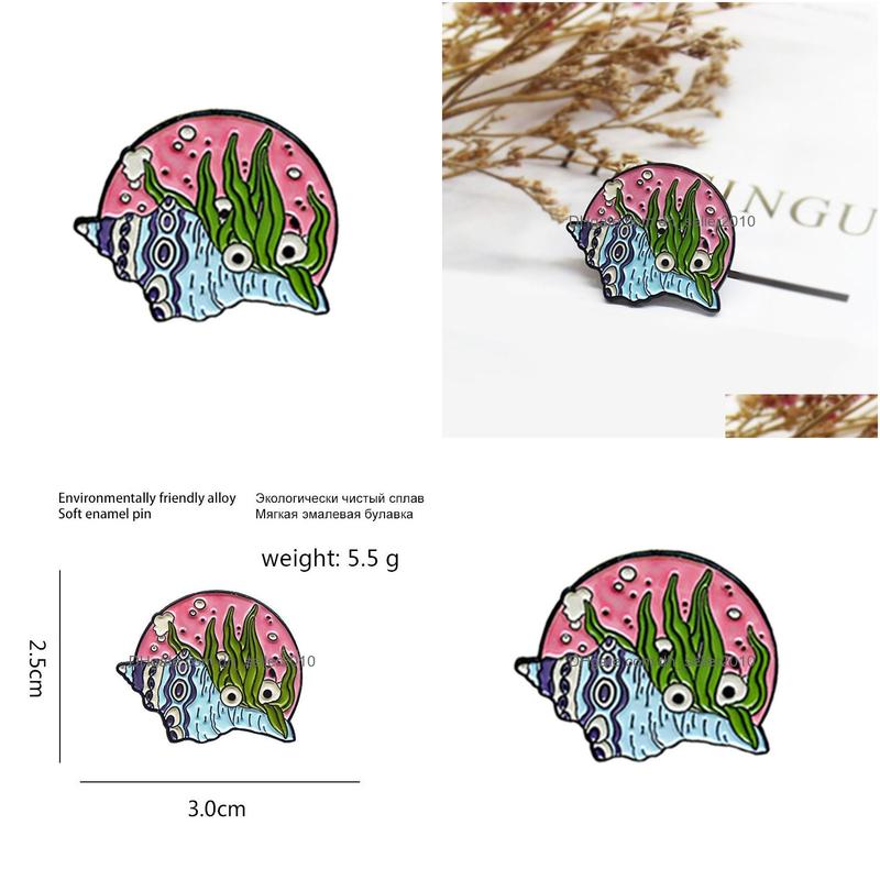 

Pins Brooches Happy Conch Spits Bubbles Brooches For Children Cartoon Metal Animal Badges Jewelry Denim Shirt Gift Bag Accessories Dhkyt