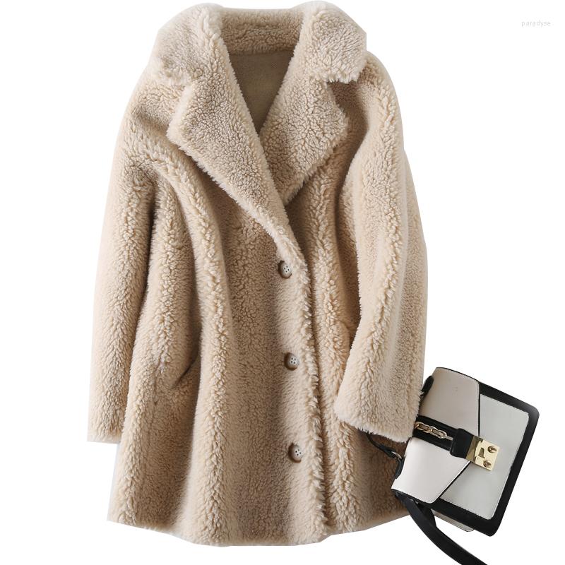 

Women' Fur 2022 Winter Autumn Women Granule Sheep Sheared Coat Korean Female Warm Thick Lambswool Outerwear Ladies Casual Jacket G1547, White