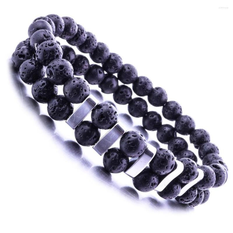

Strand 10Style Black Lava Stone Interval Two-layer 7 Chakras Bracelets DIY Volcano Essential Oil Diffuser Bracelet Jewelry