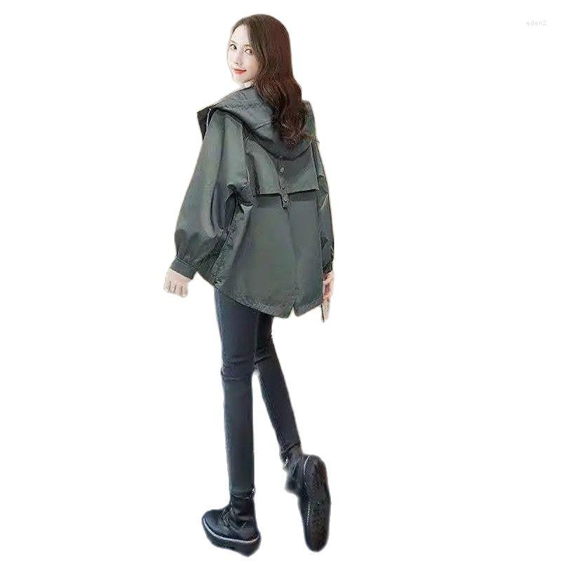 

Women' Trench Coats Forward Short Back Long Hooded Women' Sleeve Coat 2022 Spring Autumn Loose Temperament Fan Jacket, Black