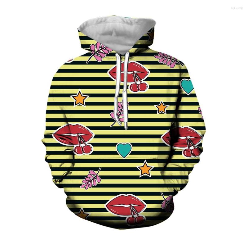 

Men's Hoodies Jumeast 3d Printed Striped Hoodie Hip Hop Graphic Lips Designer Harajuku Streetwear Hooded Sweatshirts Clothes For Men