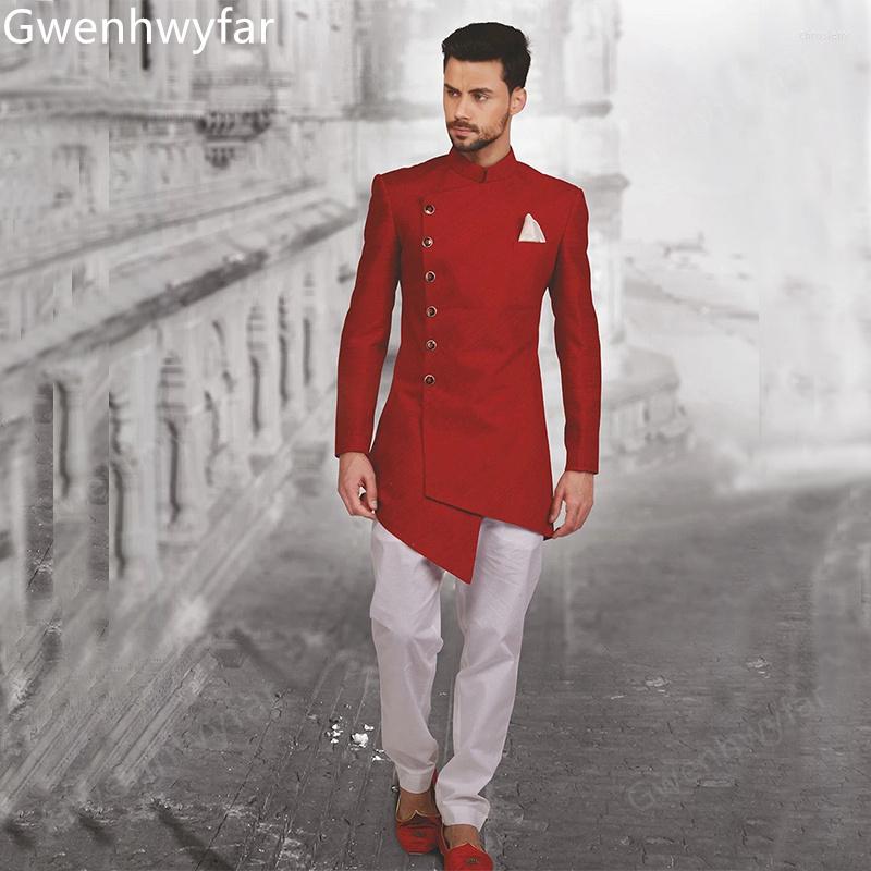 

Men's Suits Gwenhwyfar Fall 2022 Unique Design Blazer Set Stand Collar Asymmetrical Coat And Pants Wedding Man, As picture color