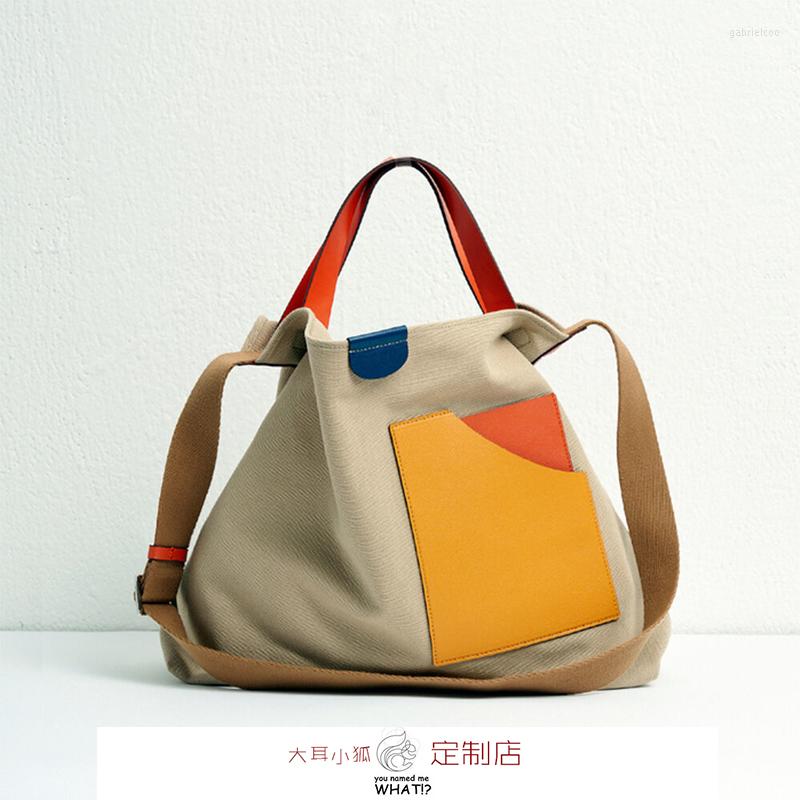 

Evening Bags Niche Large-capacity Canvas Bag 2022 Color Stitching Single-shoulder Casual Tote Cross Body Woman Unisex Handbags, Green