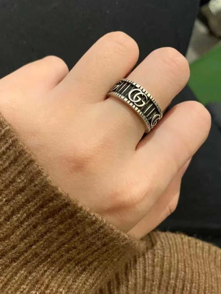 

2022Home 925 Double G Ring Elf Skull Love Fearless Sterling Silver Enamel Personality Men and Women Finger Couple Ring033