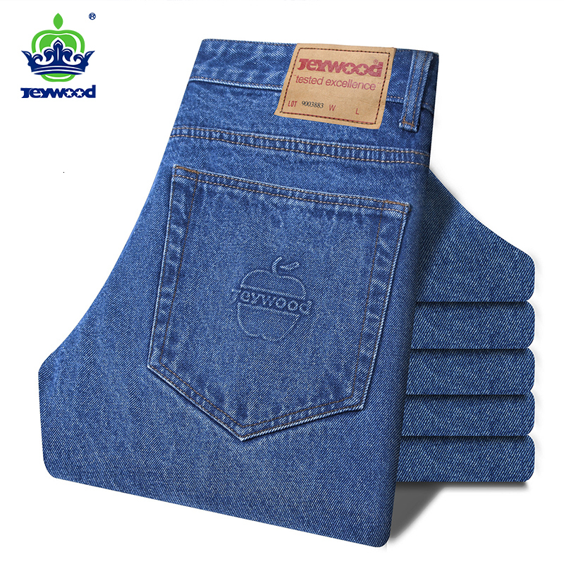 

Men's Jeans JEYWOOD Brand Classic 99%Cotton Men Business Spring Autumn Loose Straight Denim Pants Overalls Trousers Large size 40 42 221128, Blue black