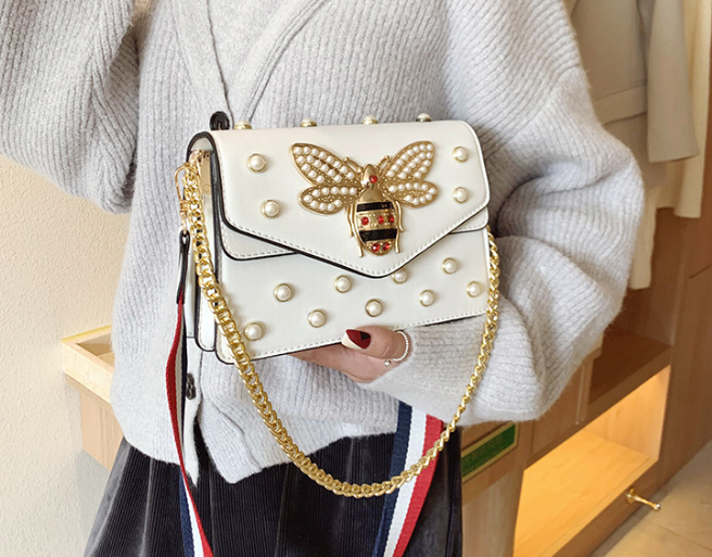 

Fashion Small square bag women's new trend niche pearl chain shoulder crossbody bags, Aspic