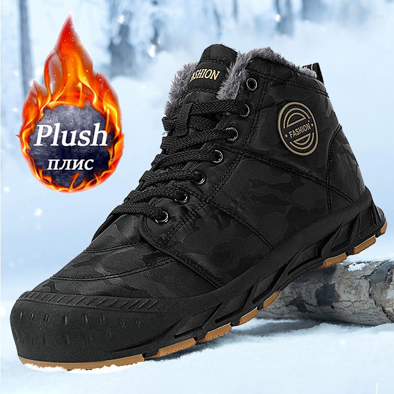 

Boots Original Winter Men Hight Quality Warm Army Boot Men's Waterproof Snow 2022 Non-slip Leather Ankle Shoes, Black