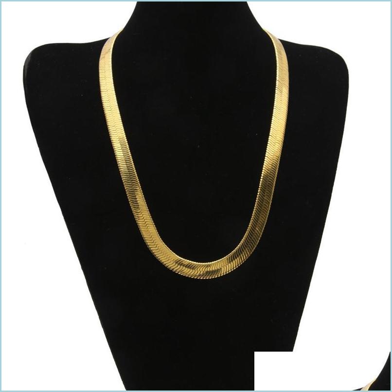 

Chains High Quality 75Cmx10Mm Hip Hop Men Herringbone Chains Golden Necklace Rapper Chunky Chain Boys Nightclub Dj Jewelry 3 Dhgarden Dh6T5