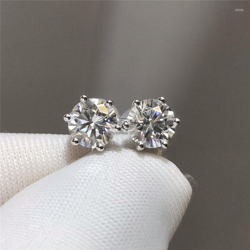 

Stud Earrings Real 18K White Gold Excellent Round Cut 0.5 Carat Diamond Test Passed D Color Moissanite Female Party Jewelry