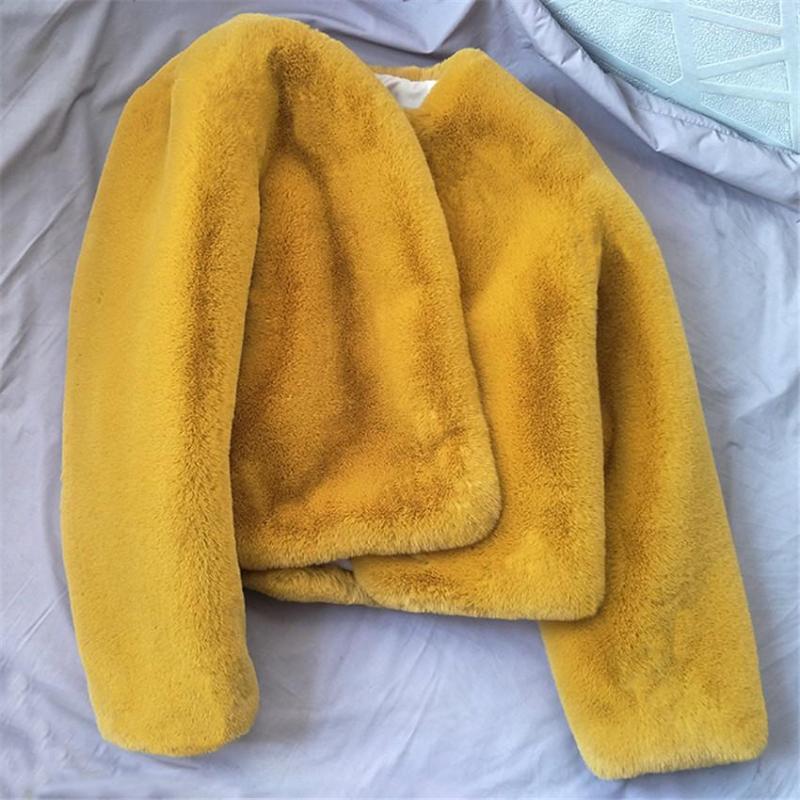 

Women' Fur Women Faux Rex Short Big Size Slim Female Fake Lady Winter Coat Casual Party Jacket Coats WZ463, Beige
