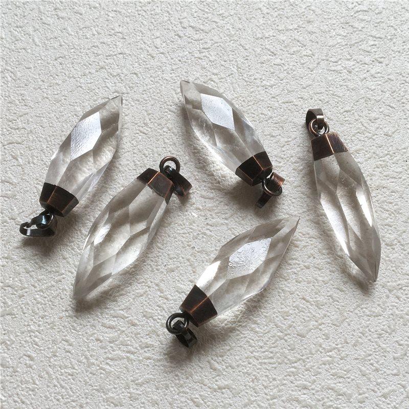 

Pendant Necklaces FUWO Faceted Crystal Quartz With Antique Copper Plated Natural Semi Precious Stone Healing Jewelry For Necklace Making