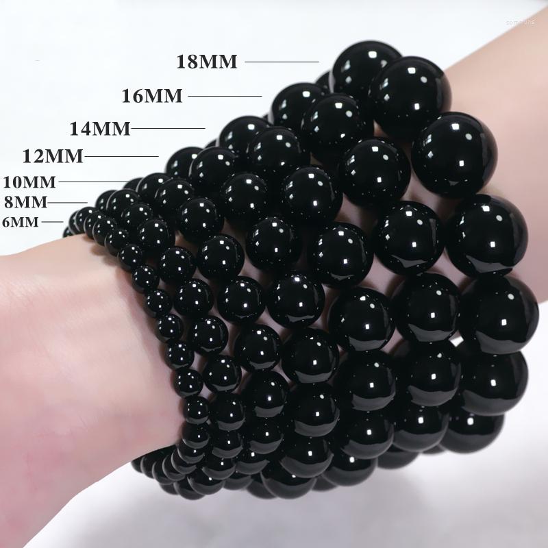 

Strand 6/8/10/12MM Black Obsidian Bracelet Buddhist Prayer Blessing Blackstone Healing Stone Ball Beads Jewelry Valentine's Bracelets