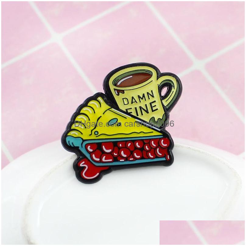 

Pins Brooches Afternoon Tea Snack Brooches Cartoon Food Enamel Pins Christmas Gift Red Bean Cake Milk Coffee Alloy Brooch For Girls Dh6Uu