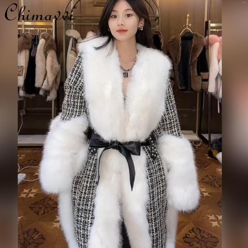 

Women's Fur Long Sleeve Female Toka Double Face Wool Leather Warm Jacket Women's Winter Fashion Embroidery Sequins Casual Trend Coat, White hair