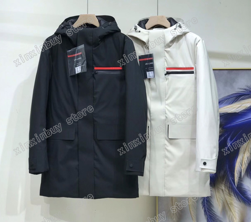 

xinxinbuy Men designer Coats Down Jacket Red Label Jacquard Letter paris long sleeve women black gray blue S-2XL, 01