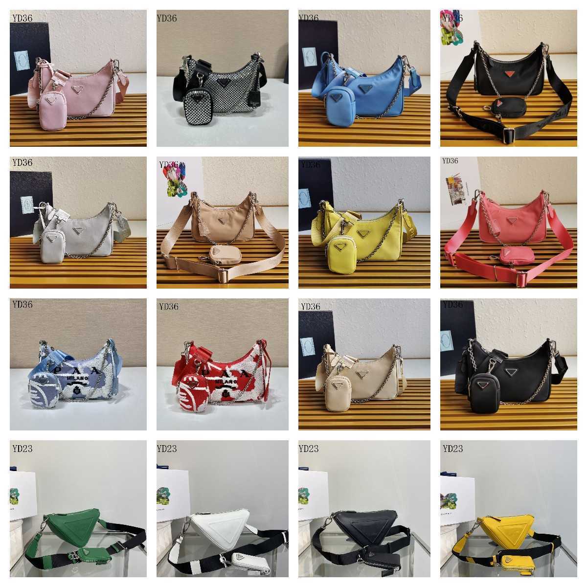 

2022 fashion Prad designer Bags Re-Edition Nylon woman luxurys men designers bags lady Womens mens crossbody tote Hobo Shoulder Purses Handbags, 2.nylon black bags gold chain