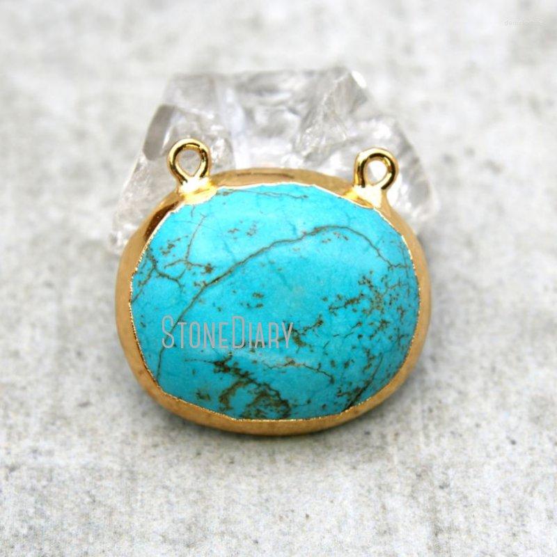 

Pendant Necklaces PM14579 Blue Howlite Turquoise Copper Free Form Irregular Shape Double Hole Charms Pendants Gold Plated