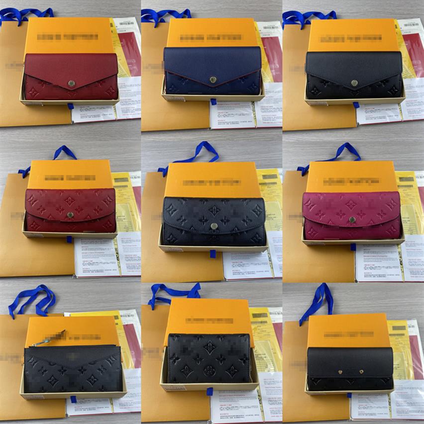 

Real Cowhide Emboss EMILIE Josephine Fold Long Wallets Sarah Coin Purse Designer Luxury Women Clutch Bags Lady Flap Purses Passpor227G, Add box + dust bag