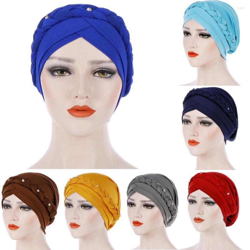 

Ball Caps Women Hat Muslim Solid One Tail Scarf Turban Warm Wrap Cap, White