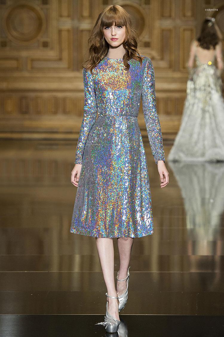 

Casual Dresses See Orange Sequined Linen Dress Sexy Long Sleeve Spring Women Fashion T Show Robe Femme Ete 2022 Party SO5555, Picture shown