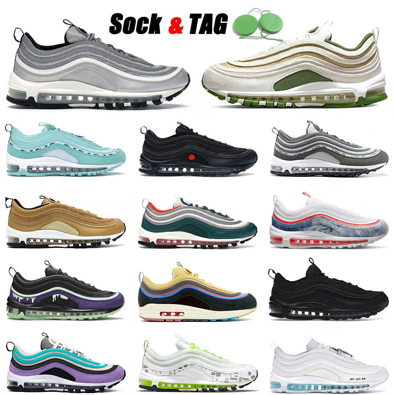 

Triple Black White Mens 97 Running Shoes Womens 97s Silver Bullet Sean Wotherspoon Washed Denim Airmaxs Satan Undefeated The Future Airs Sneakers Max Trainers, B35 blueberry 40-45