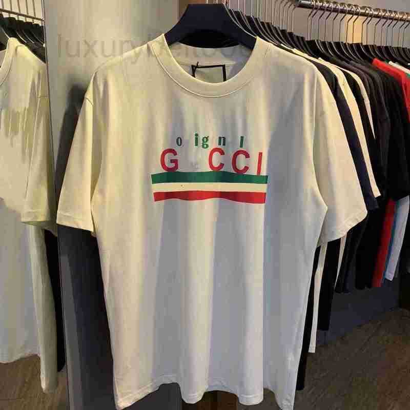 

Women's T-Shirt designer High end version of fashion brand Gu cotton t-shirt men women classic front back print sports round neck loose Short, White