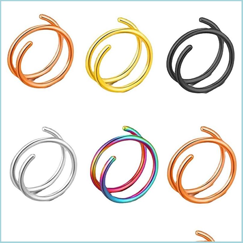 

Nose Rings Studs 8Mm Stainless Steel Double Nose Ring Spiral Septum Piercing Cartilage Hoop Earrings Tragus Helix For Wome Dhgarden Dhfkr