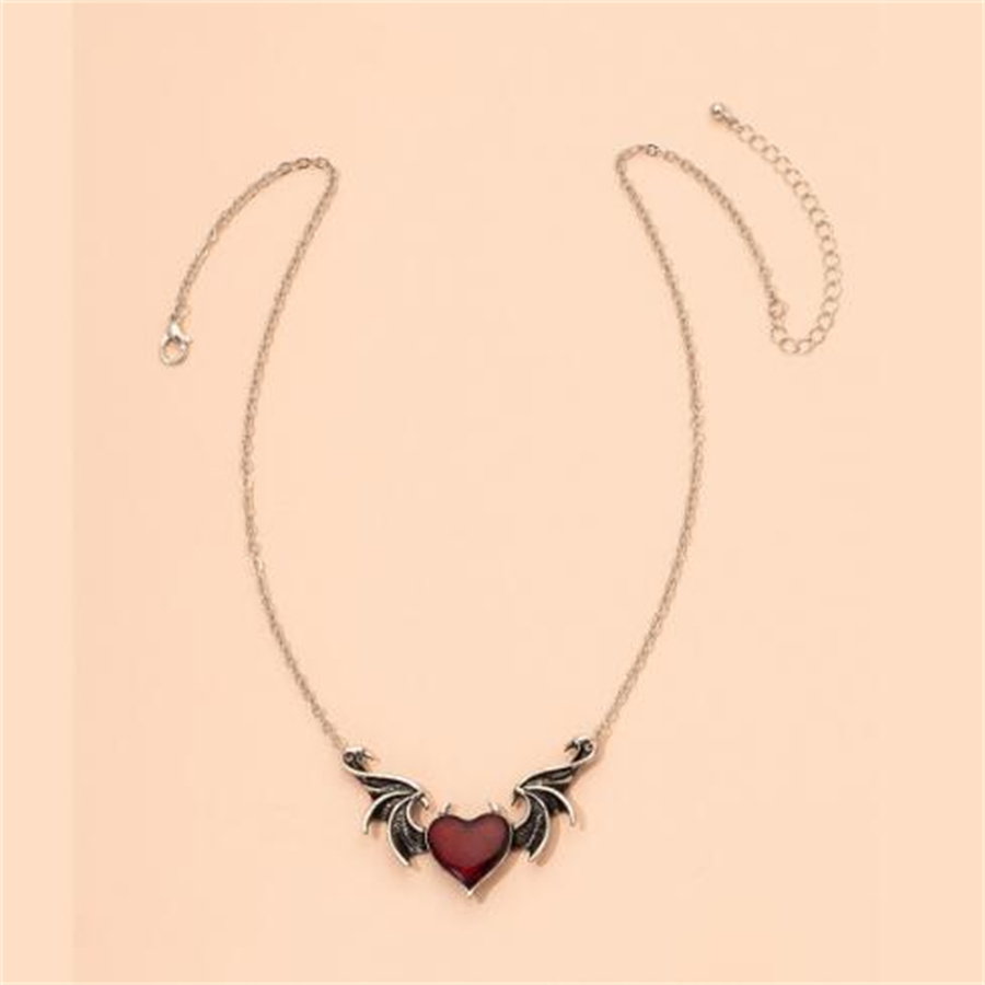 

Fashion Creative Devil's Heart Choker Chokers Alloy Peach Shaped Devil's Wing Pendant Necklace Jewelry Collar AE537