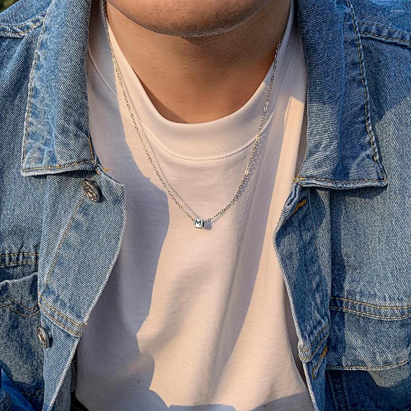 

Pendant Necklaces Simple Chain With Letter M Cube Pendnat Necklace For Men/Women Trendy Choker 2022 Fashion Jewelry On Neck
