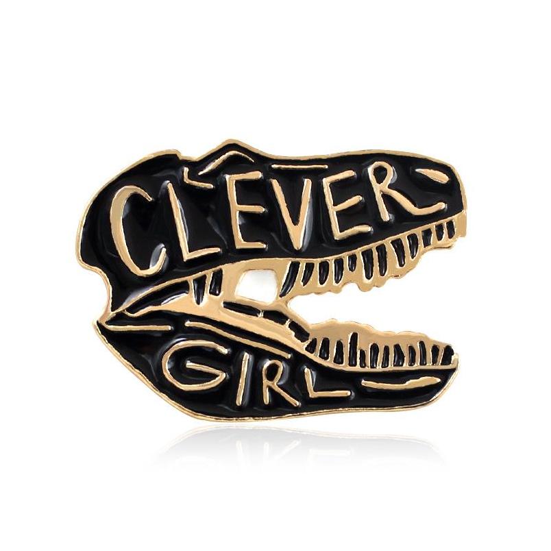 

Pins Brooches Gold Plated Crocodile Head Brooches For Women Jurassic Dinosaur Clever Girl Letter Enamel Paint Badges Fashion Alloy Dhpmx