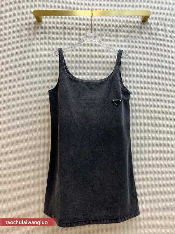 

Casual Dresses designer leisure age reduction College a-word denim vest dress high-end female O1IG, Dark gray