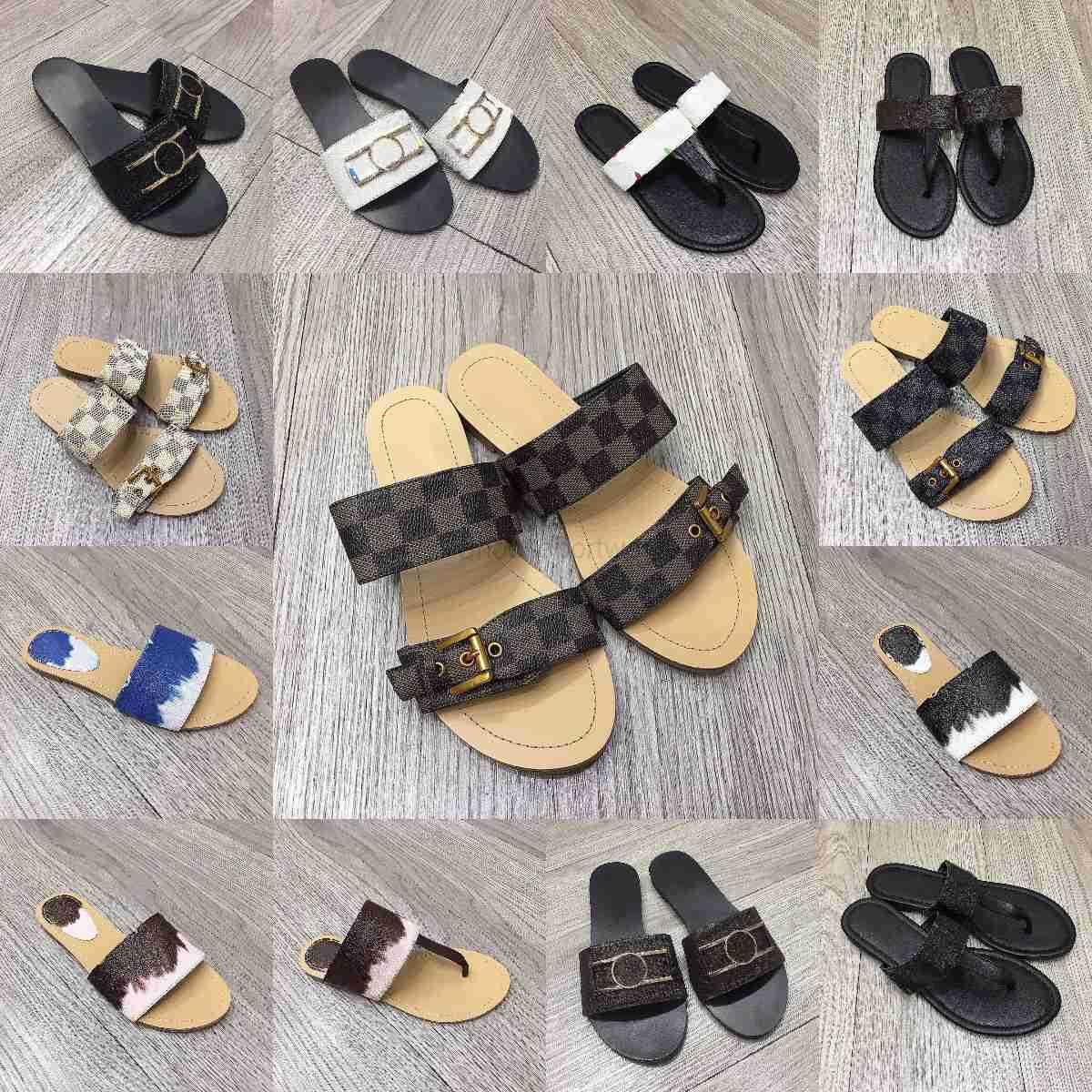 

Women 'S Sandals Slippers Footbed Sandal Shoes Flip Flops Sliders Leather Mules Buckle Double Strap Ring Toe Designer Slide Beach Party, 211-8-2