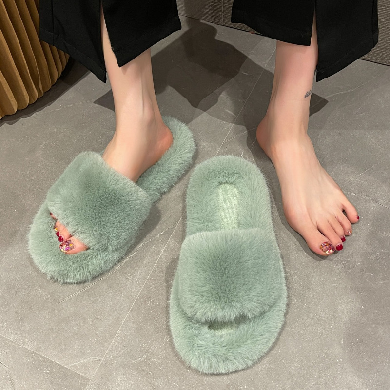 

Slippers Hair Women's Autumn Winter Flat Bottom Fashion Lazy Comfortable Home Cotton Zapatos Mujer 221126, Black