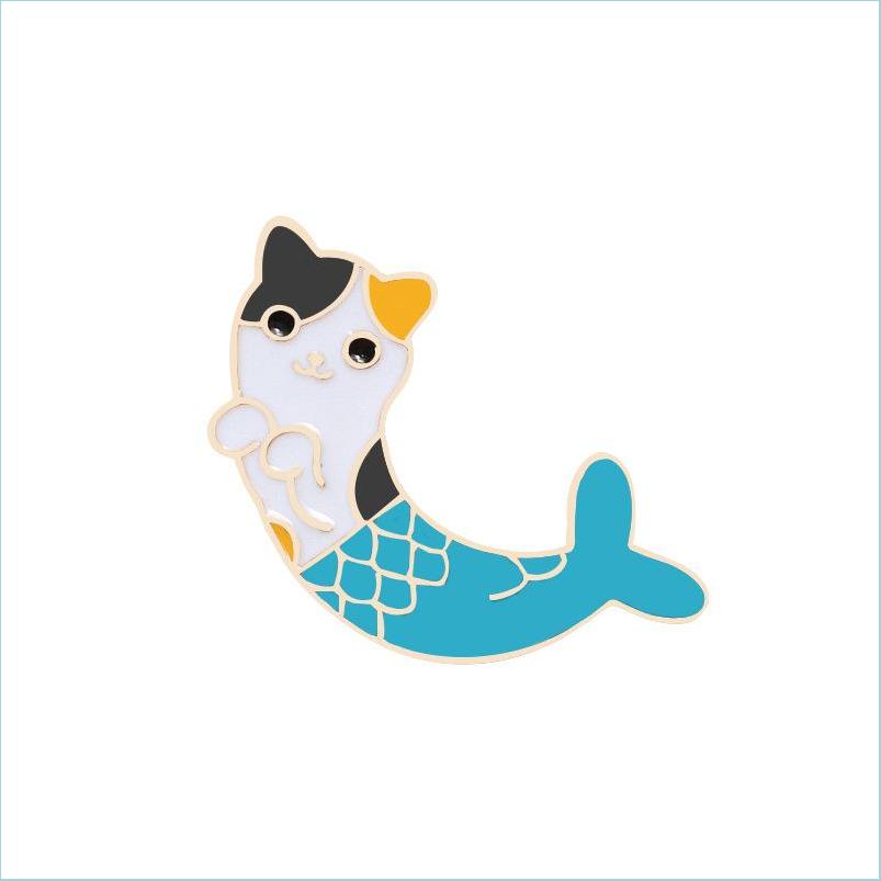 

Pins Brooches Jewelry Pins Brooches Unisex Cat Head Mermaid Tail Lapel Hat Pin Tie Tack Enamel Brooch 625 H1 Drop Delivery Dhxsv