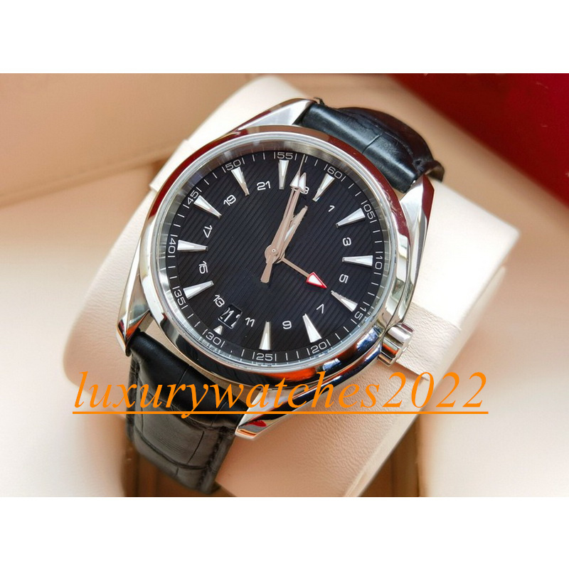 

Mens Watches Style Black Dial Watch 42mm Automatic Mechanical Stainless Steel Glass lether Strap Back Sports Sea Montres de luxe Christmas gifts wristwatch