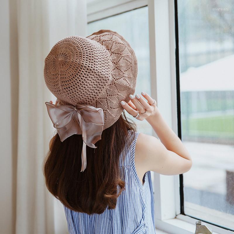 

Wide Brim Hats Women Summer Sun Beach Panama Bucket Straw Hat Folded Outdoor Leisure Holiday Bowknot Cap Visors, Black