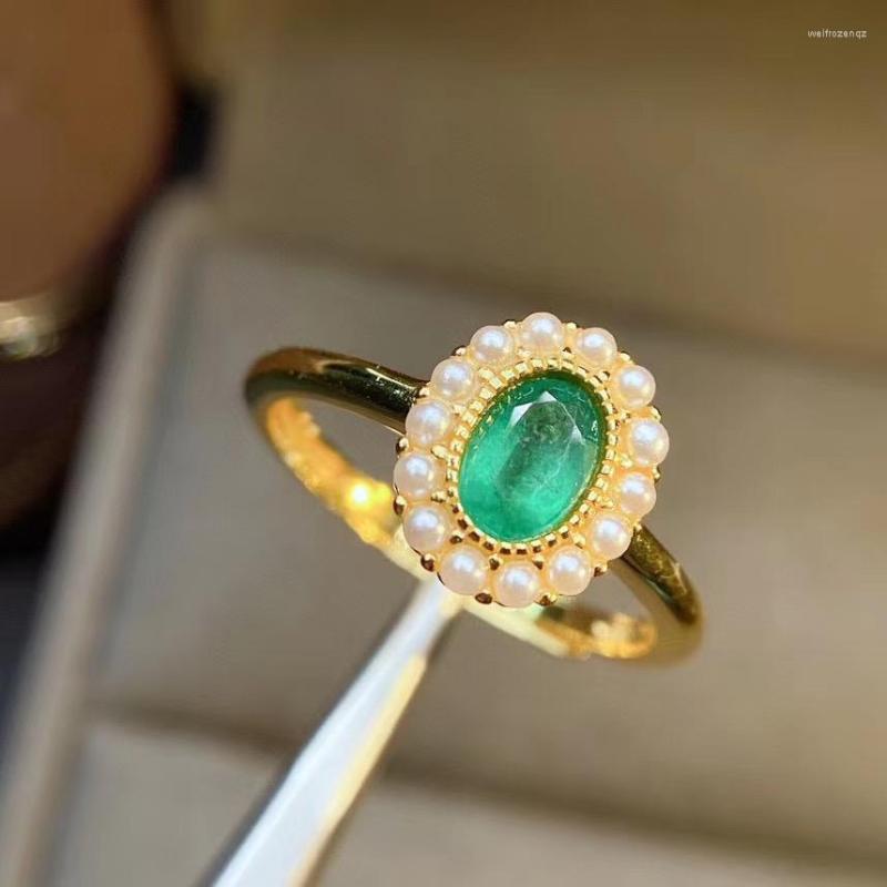 

Cluster Rings Natural And Real Emerald Ring 925 Sterling Silver For Men Or Women Female Anniversary Jewelry