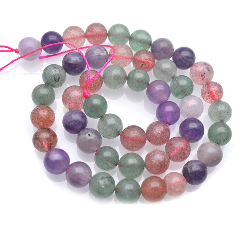 

8mm Mult Stone Beads Red and Green Strawberry Amethyst Quartz Loose Spacer Bead for DIY Jewelry Making Necklace Bracelet