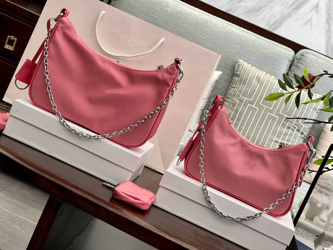 

2005 Prad Re-edition Re-nylon Bag Duchess Hobo Tote Detachable Pouch All-over Synthetic Crystals Crossbody Handbags Enameled-metal Triangle Straw, 14